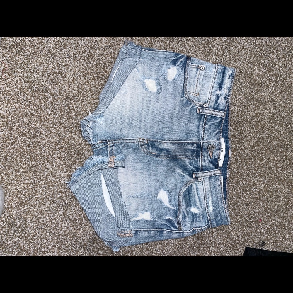 High Rise Ripped Jean Shorts